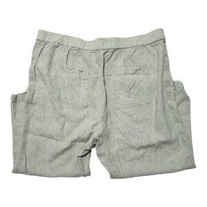 Sharagano Striped Capri Pants XL Linen Blend Stretch Green White Stripes